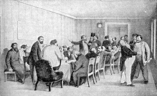 Земское собрание в провинции. Гравюра 1865 год