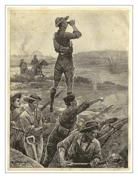 Английские солдаты роют траншеи во время англо-бурской войны