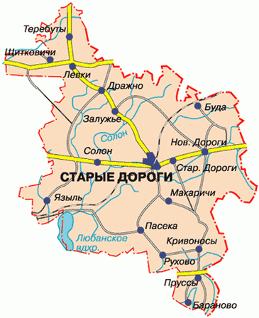 Карта Стародорожского района