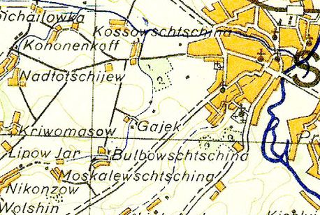Хутор Бульбовщина на немецкой карте 1930-х гг.