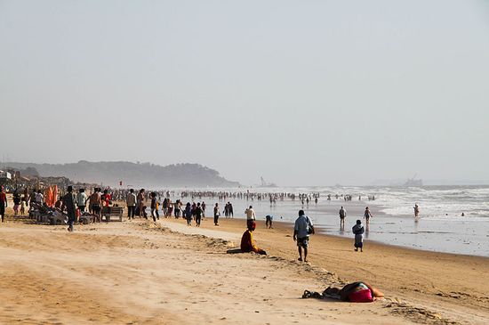 Вид на пляж Калангута со стороны пляжа Баги