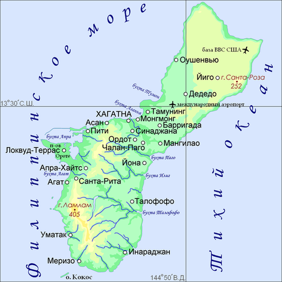 карта Гуама