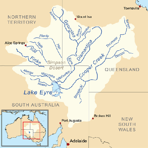  Река Барку в речной системе озера Эйр