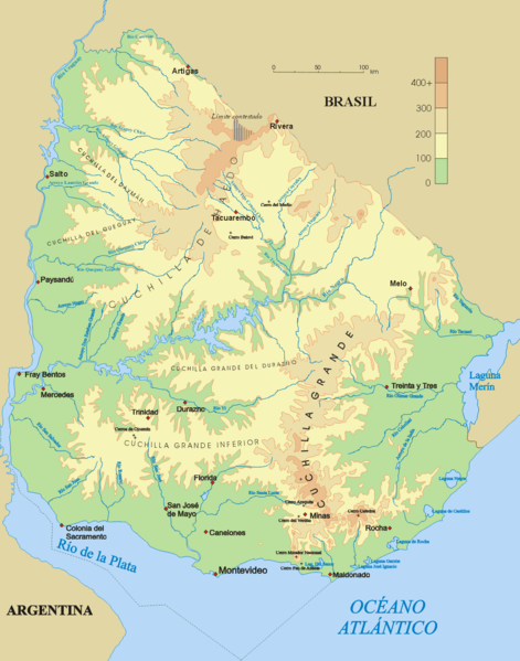 Река Сан-Хуан на карте Уругвая