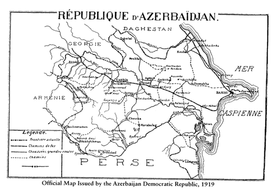Карта АДР, представленная МИД АДР на Парижской мирной конференции (1919 год)